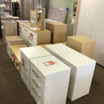 white drawers in showroom